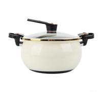 DAZZLEEX Pentola a pressione smaltata da 8 litri, per cucinare a casa, con doppi manici per le orecchie, per cucinare a casa, pentola bianca di grande capacità per preparare zuppe e stufati in cucina