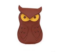 DAZZLEEX Porta plettro in pelle a forma di gufo con 18 scomparti per accessori musicisti, Come da immagine, marrone