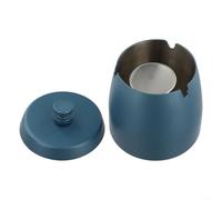 DAZZLEEX Raccoglitore di fuliggine in acciaio inox con coperchio, antivento, per uso interno ed esterno, contenitore a prova di odore, per patio, giardino, barbecue, 9 x 8 cm (blu)