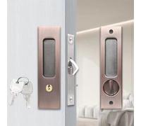 DAZZLEEX Serratura invisibile per porta scorrevole per balcone, cucina e camera da letto, in lega di zinco con gancio integrato, con chiave, adatta a porte di profondità 35-60 mm e telaio in alluminio