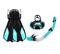 DAZZLEEX Set da snorkeling: maschera regolabile in vetro temperato, boccaglio Dry-Top con valvola di spurgo e pinne a tacco aperto a lama corta per principianti - Kit 3 pezzi (S/M verde)