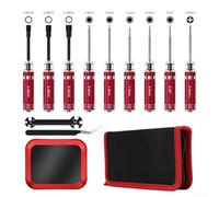 DAZZLEEX Set di 12 cacciaviti e cacciaviti, kit di riparazione auto radiocomandata con cacciavite esagonale, pinze, chiave inglese, lega di acciaio, custodia organizer per quadricottero