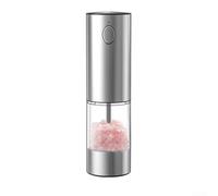 DAZZLEEX Set macina sale e pepe elettrico con luce LED, ricaricabile tramite USB, regolabile, macinaspezie automatico, per cucina, nero, 70 ml (argento)