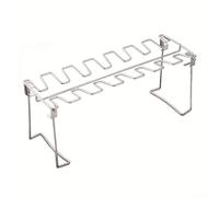 DAZZLEEX Supporto per pollo in acciaio inox per barbecue, supporto per griglia a 14 slot con padella antigoccia, griglia pieghevole compatibile con griglie affumicatori forni (1)