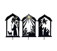 DAZZLEEX Targa in metallo per esterni con presepe, decorazione natalizia per prato, 30 x 17 cm (diametro)