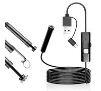 DAZZLEEX Telecamera periscopio HD 1200P con sonda da 5,5 mm e 6 LED regolabili, impermeabile IP65, strumento di ispezione per telefoni Android e PC, obiettivo 3 in 1 (350 cm)