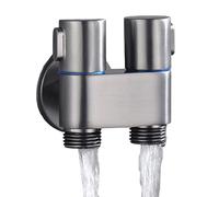 DAZZLEEX Valvola ad angolo di controllo doppia, G1/2, 1 ingresso e due uscite, doppio controllo per lavatrice, rubinetto WC, valvola triangolare (grigio)