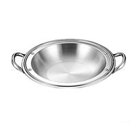 DAZZLEEX Vassoio da portata per frutti di mare in acciaio inossidabile con doppi manici, piatto da cucina leggero da 20 x 20 x 4 cm, per pollo fritto coreano, fast food, snack e contorni a casa (vaso