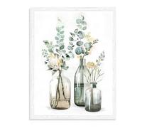 Dazzlewall Arte Murale Botanica per il Bagno, Bottiglie Piante Fiori Stampe su Tela per Camera da Letto Soggiorno Agriturismo 30x40 cm Senza Cornice