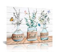 Dazzlewall Decorazione da Parete per il Bagno, Poster da Parete Botanico Rustico, Relax Soak Unwind, Stampe da Parete Moderne per la Toilette del Bagno 30x40 cm Senza Cornice