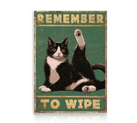 Dazzlewall Divertente stampa artistica da parete a forma di gatto, con scritta Remember to wipe, per bagno, 30,5 x 40,6 cm, senza cornice, regalo per amanti dei gatti