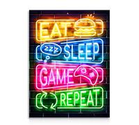 Dazzlewall Immagine di arte della parete di gioco al neon, poster divertente del segno del gioco per la camera da letto del ragazzo adolescente video arredamento della camera 30×40 cm senza cornice