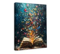 Dazzlewall Incorniciato Colorato Farfalla Libro Arte della Parete, Poster della Biblioteca Estetica Vintage per La Decorazione Del Soggiorno della Sala di Lettura 12x16 pollice