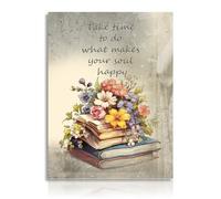 Dazzlewall Poster da Parete Rustico Vintage, Fiori sui Libri Stampe da Parete, Quadro Floreale di Fattoria per Sala Studio Biblioteca Libreria 30x40 cm Senza Cornice