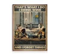 Dazzlewall Poster d'Arte Murale Divertente con Gatto, Immagini Vintage di Gatto che Fa il Bagno, Decorazione Murale per Bagno, 12x16 pollici Senza Cornice