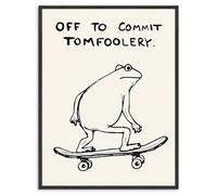 Dazzlewall Rana arte della parete divertente citazione poster off per commettere tomfoolery, funky skateboard rana foto per bagno camera da letto arredamento 30×40 cm senza cornice