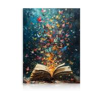 Dazzlewall Tela Farfalle Colorate, Poster Estetico Vintage con Libro e Farfalle per Biblioteca Camera da Letto 30×40 cm Senza Cornice