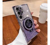 Dazzling Folding Bracket That Sparkles Phone Case Cover for Samsung, Sparkling Dazzle Folding Stand Cases (S23,Purple)