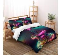 Dazzling Guitar Set Copripiumino 3 Pezzi Con Stampa 3D Music Themes Incluso Copripiumino Con 2 Federe Con Federe in Microfibra Ultra Morbida Double(200x200cm)