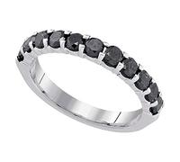 Dazzlingrock Collection 1 carato totale Peso Dia Black Diamond Machine-Set Band, Gemma di metallo, Diamante, Metallo, Diamante