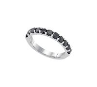 Dazzlingrock Collection 1 Carato Totale Peso-Dia Black Diamond Machine-Set Band, Oro bianco, Diamante, Oro bianco, Diamante