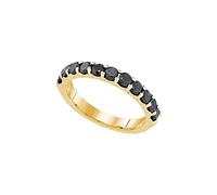 Dazzlingrock Collection 1 Carato Totale Peso-Dia Black Diamond Machine-Set Band, Oro Giallo, Diamante, Oro giallo, Diamante