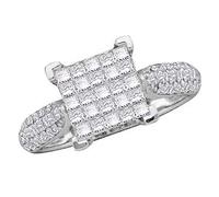 Dazzlingrock Collection Anello di fidanzamento da sposa invisibile in oro bianco 14 carati da 1,00 carati (ctw) con diamante bianco e diamante rotondo da 1 ct, oro bianco, Oro bianco, Diamante