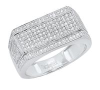 Dazzlingrock Collection Anello di fidanzamento da uomo con diamante bianco rotondo a grappolo con parte superiore piatta, 3/4 ct (0,76 carati, colore I-J, purezza I1-I2) in oro bianco 18 carati,