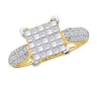 Dazzlingrock Collection Anello di fidanzamento invisibile da sposa in oro giallo da 1,00 carati (ctw) con diamante bianco rotondo e principessa 1 ct, oro giallo, diamante, Oro giallo, Diamante