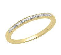 Dazzlingrock Collection Anello impilabile da donna con diamanti rotondi da 0,08 carati (ctw), delicato anniversario di matrimonio, oro 10 carati, Oro Bianco Diamante Bianco, Diamante
