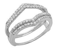 Dazzlingrock Collection Fede nuziale da donna con diamante bianco rotondo da 0,50 carati (ctw) a doppia fila di diamanti bianchi | Disponibile in oro 10K/14K/18K, Oro Bianco Diamante Bianco, Diamante