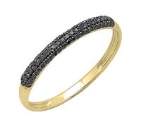 Dazzlingrock Collection Fede nuziale da donna impilabile con diamanti neri rotondi a 3 file (0,15 carati, colore nero, purezza opaco) in oro, 10, Diamante Nero Oro Rosa, Diamante nero