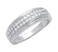 Dazzlingrock Collection Fede nuziale da uomo con diamante bianco rotondo da 0,55 carati (Ctw), in argento Sterling, 9.5, Argento, Diamante bianco