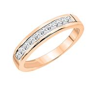 Dazzlingrock Collection Fede nuziale impilabile da donna con diamanti bianchi da 0,75 carati (ctw) in oro rosa 14 carati, taglia 5,5, 5.5, Diamante bianco naturale oro rosa 14 carati, Diamante