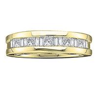 Dazzlingrock Collection Fede nuziale invisibile da uomo in oro 14 carati con Baguette Shape e diamante taglio principessa da 0,90 carati, pietra in oro giallo, diamante bianco