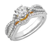 Dazzlingrock Collection Set di anelli da sposa da donna con diamante rotondo da 0,50 carati (Ctw) 14 carati (senza pietra centrale), oro bianco, oro bianco, diamante, Oro bianco, Diamante