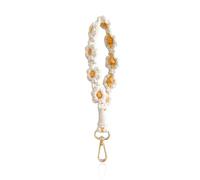 DAZZLUXE 1 braccialetto crisantemo, portachiavi, anello portachiavi, portachiavi bianco, stile minimalista, portachiavi intrecciato a mano, beige., Taglia unica