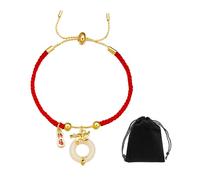 DAZZLUXE 1 braccialetto in corda rossa, dotato di 1 custodia nera, cinturino in tessuto, braccialetto con drago cinese, bracciale regolabile