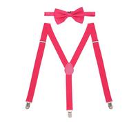 DAZZLUXE 1 bretelle, 1 papillon, bretelle per uomini e donne, bretelle rosa, set di cravatte regolabili, accessori rosa, accessori per bretelle per carnevale (rosa), Colore: rosa., Taglia unica