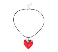DAZZLUXE 1 collana con clavicola in stile retrò, a forma di cuore, con ciondolo a forma di cuore, collana da donna, collana a forma di cuore rosso, adatta per compleanni, feste, balli, Resina