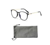 DAZZLUXE 1 paio di occhiali anti-luce blu con 1 custodia per occhiali grigi, occhiali filtro luce blu, unisex, occhiali da computer, occhiali rotondi anti-luce blu, Oro nero.