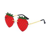 DAZZLUXE 1 paio di occhiali da sole alla fragola, occhiali da sole senza bordo, occhiali da sole da donna alla fragola, occhiali da sole Uv400, decorazioni alla fragola, occhiali da sole