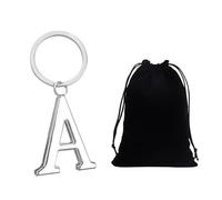 DAZZLUXE 1 portachiavi con lettera A, 1 borsa portaoggetti, portachiavi per ragazzo, portachiavi con iniziali, portachiavi con ciondolo, argento, ca. 1 cm breit, 2 cm lang
