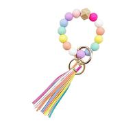 DAZZLUXE 1 portachiavi da polso, portachiavi con perle in silicone, portachiavi creativo in silicone, portachiavi arcobaleno, mini nappa, ciondolo tascabile, Farba, Taglia unica