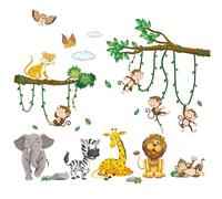 DAZZLUXE 1 set di adesivi da parete per feste con animali, decorazione della giungla, decorazione da parete per la cameretta dei bambini, decorazione per la cameretta dei bambini