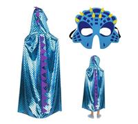 DAZZLUXE 1 set di costume da dinosauro per bambini, maschera da dinosauro, mantello blu, mantello da dinosauro, costume per bambini, perfetto per feste di compleanno, giochi a tema, adatto per ragazze