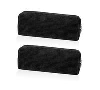 DAZZLUXE 2 astucci neri in velluto a coste, con grande capacità, materiale scolastico, semplice astuccio, adatto per scuola, ufficio, viaggi, Nero , Semplice ed elegante