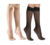 DAZZLUXE 2 calze semi-tubolari, calzini alla moda da donna, calzini da donna alti al ginocchio, calzini sottili e trasparenti, alla moda, calzini alla moda, Colore della pelle nera, Taglia unica