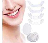 Dazzluxe 2 Clip per Denti Finti in Faccette per Denti per Mascella Superiore E Inferiore, Protesi A Scatto in Silicone, Dente Finto Cosmetico Artificiale, Potenziatore del Sorriso Sicuro Istantaneo