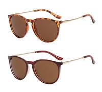 DAZZLUXE 2 Occhiali da Sole con Lenti Marrone Chiaro, Full Frame Leopardato, Retrò, Polarizzati alla Moda per Uomini e Donne